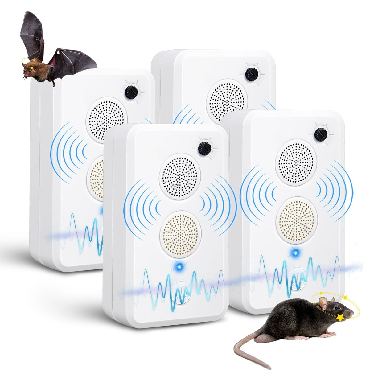 2-Pack Ultrasonic Pest Repellent – Rechargeable Indoor/Outdoor Deterrent