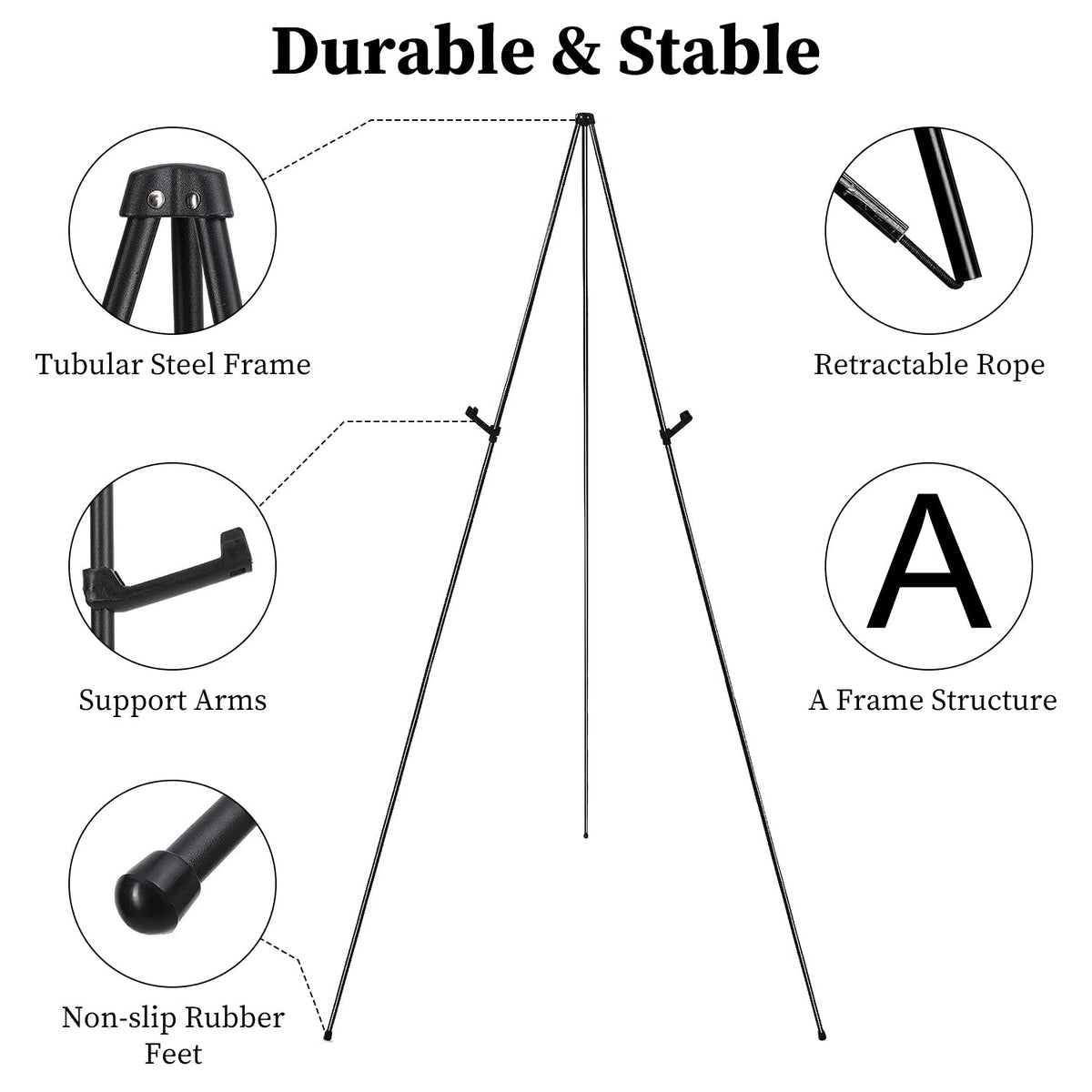 2 Pack Easel Stand for Display 61in Collapsible A Frame Tripod Easel Iron Alloy Drawing Stand with 2 Carry Bags for Wedding Poster Art Drawing Meeting