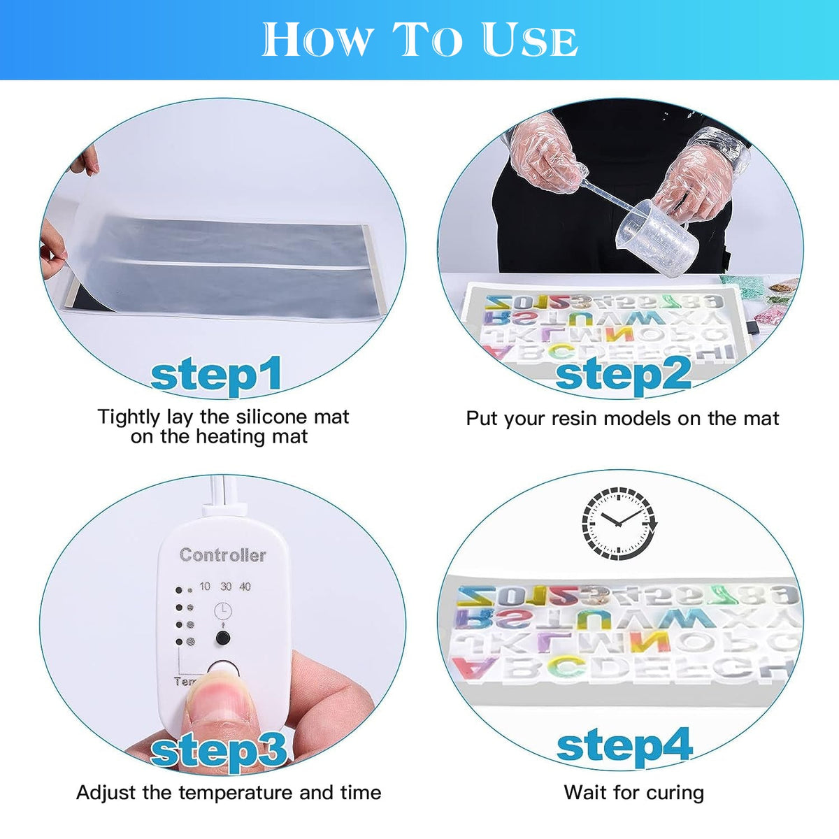 Resin Heating Mat with Smart Timer Setting Resin Curing Machine Silicone Mat Resin Dryer 4 Gear Temperature Adjustment for Resin Mold Silicone Mold Ep