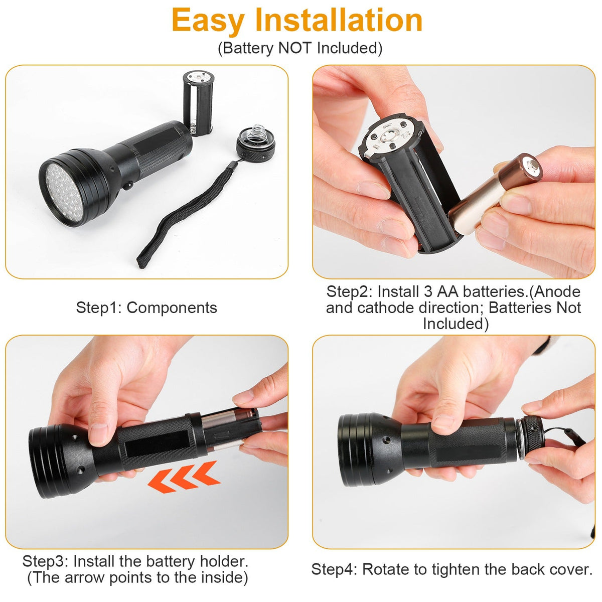 Black Light UV Flashlight 51 LED 395nm Ultraviolet Torch Pet Urine Detector Light For Scorpion Hunting Banknote
