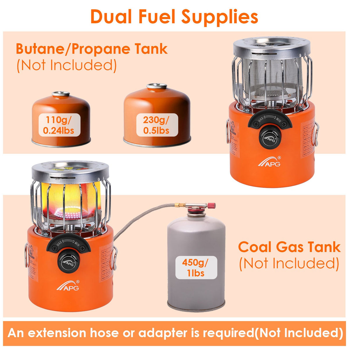 2000W 2 In 1 Camping Stove Tent Heater Outdoor Gas Stove Portable Backpacking Stove with 3 Modes 360¡ Radiant Heating for Camping Hiking Picnic BBQ