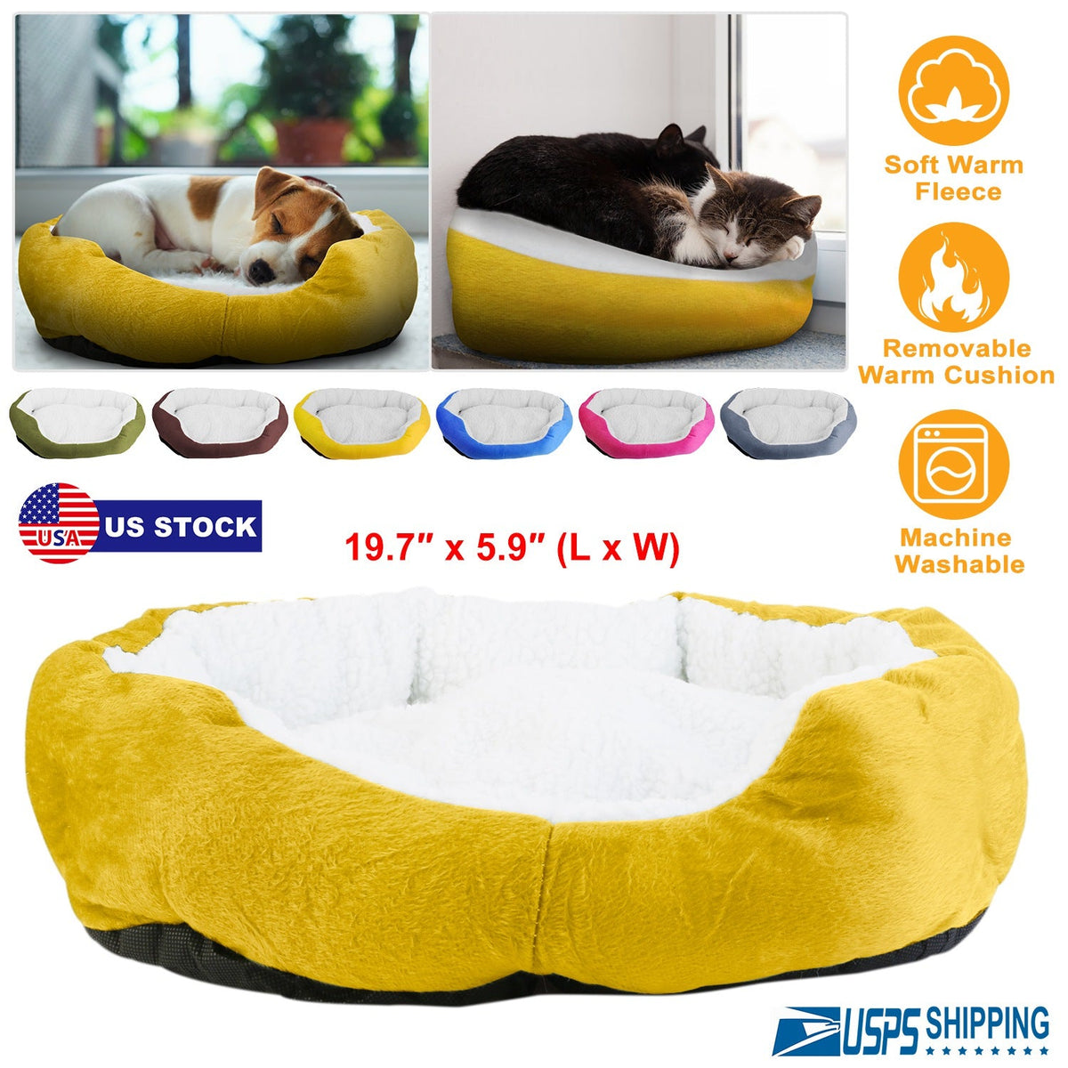 Pet Dog Bed Soft Warm Fleece Puppy Cat Bed Dog Cozy Nest Sofa Bed Cushion For S/M Dog