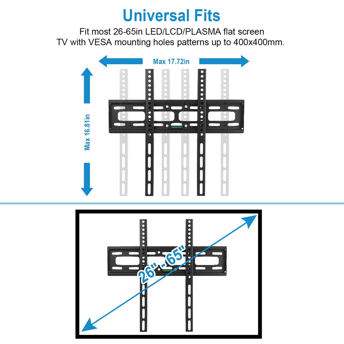 TV Wall Mount Bracket for 26-65in LED/LCD/PLASMA Flat TV VESA 400x400mm
