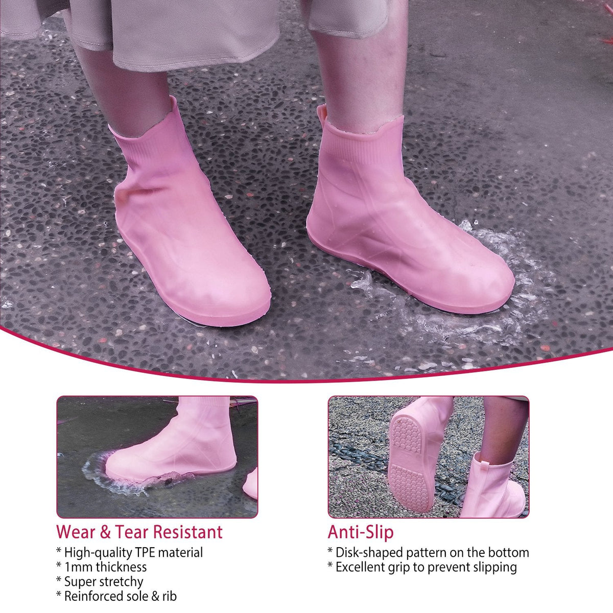 Waterproof Shoe Covers Reusable Not-Slip Rain Shoe Covers Protectors Foldable TPEÊRubber Shoe Protectors For Men Women Kids