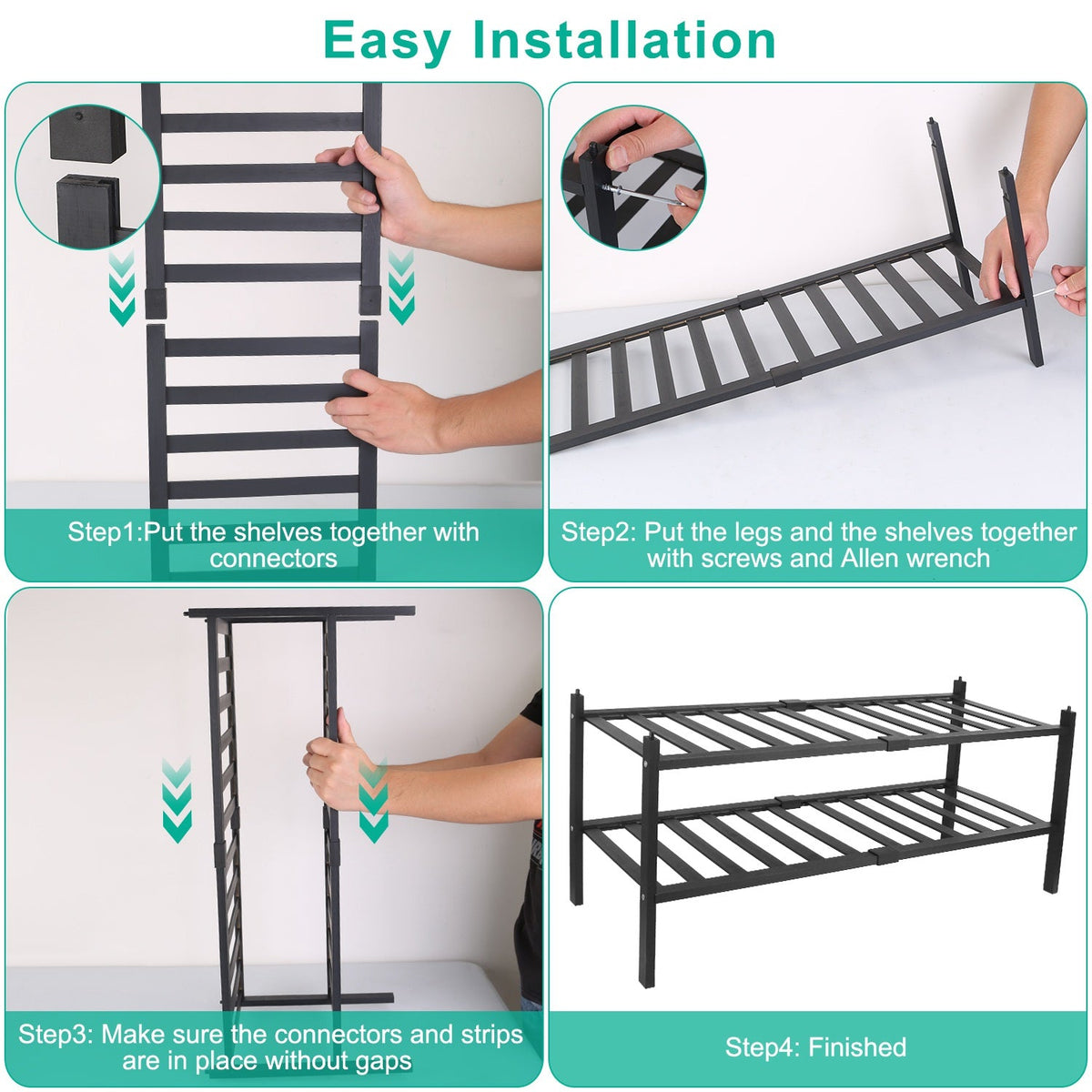 Bamboo Shoe Rack 2-Tier Stackable Shoe Shelf Free Standing Small Shoe Storage Organizer for Entryway Closet Bedroom Bathroom Living Room