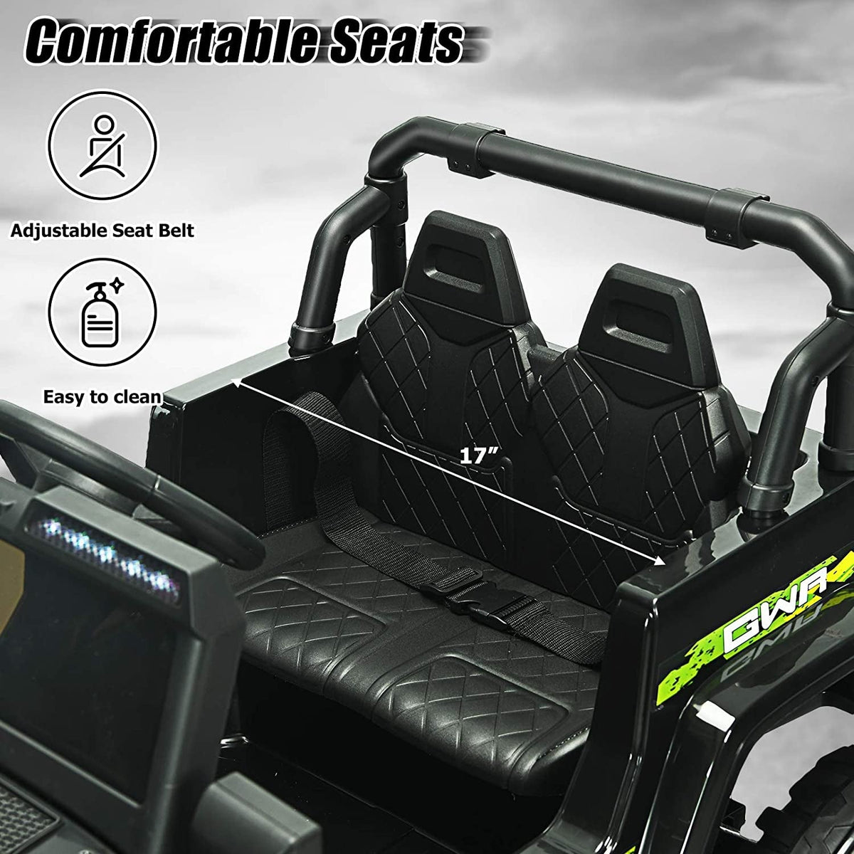 12V Kids Ride-on Jeep Car with 2.4 G Remote Control-Black & Green