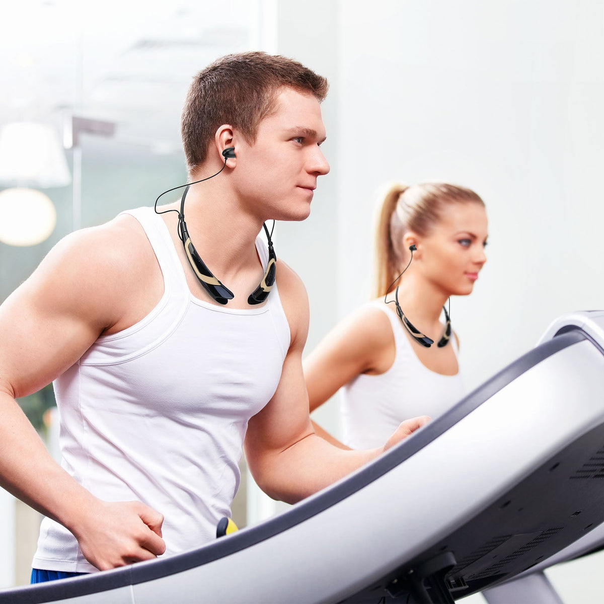 Wireless Neckband Headphones V5.0 Sweat-proof Sport Headsets Earbuds In-Ear Magnetic Neckbands Stereo Earphone Deep Bass Earphone w/Mic
