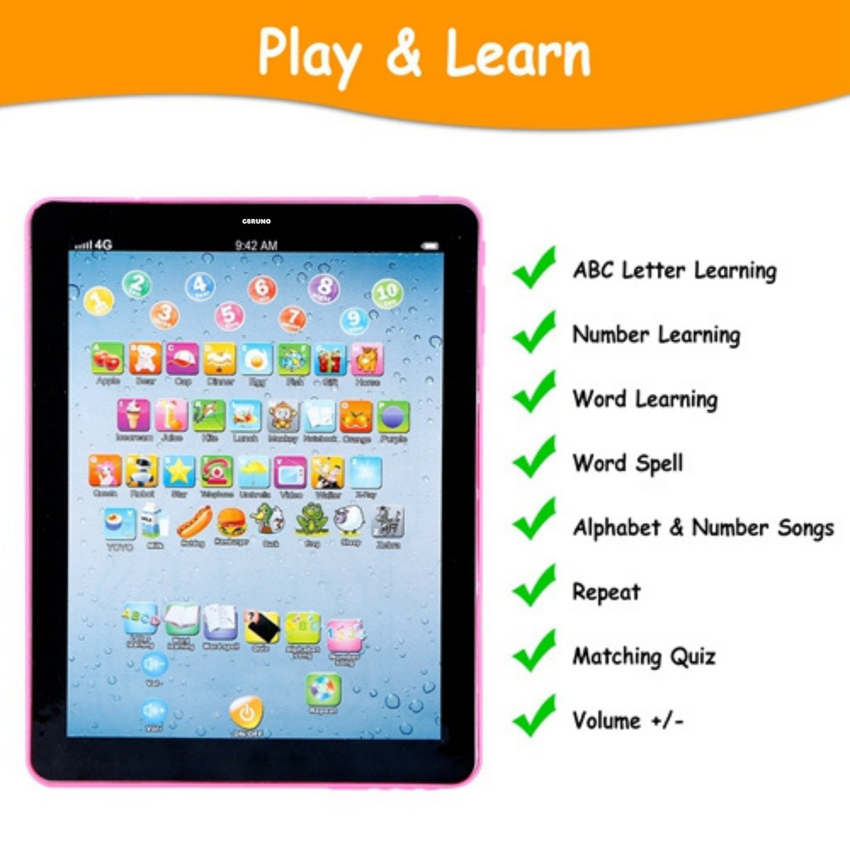 Baby Learning Tablet Educational Mini Pads Toys Touch Learn Toddler Tablet For ABC Numbers Words Gift For Boys Girls Aged 1-6 Year Old Kids