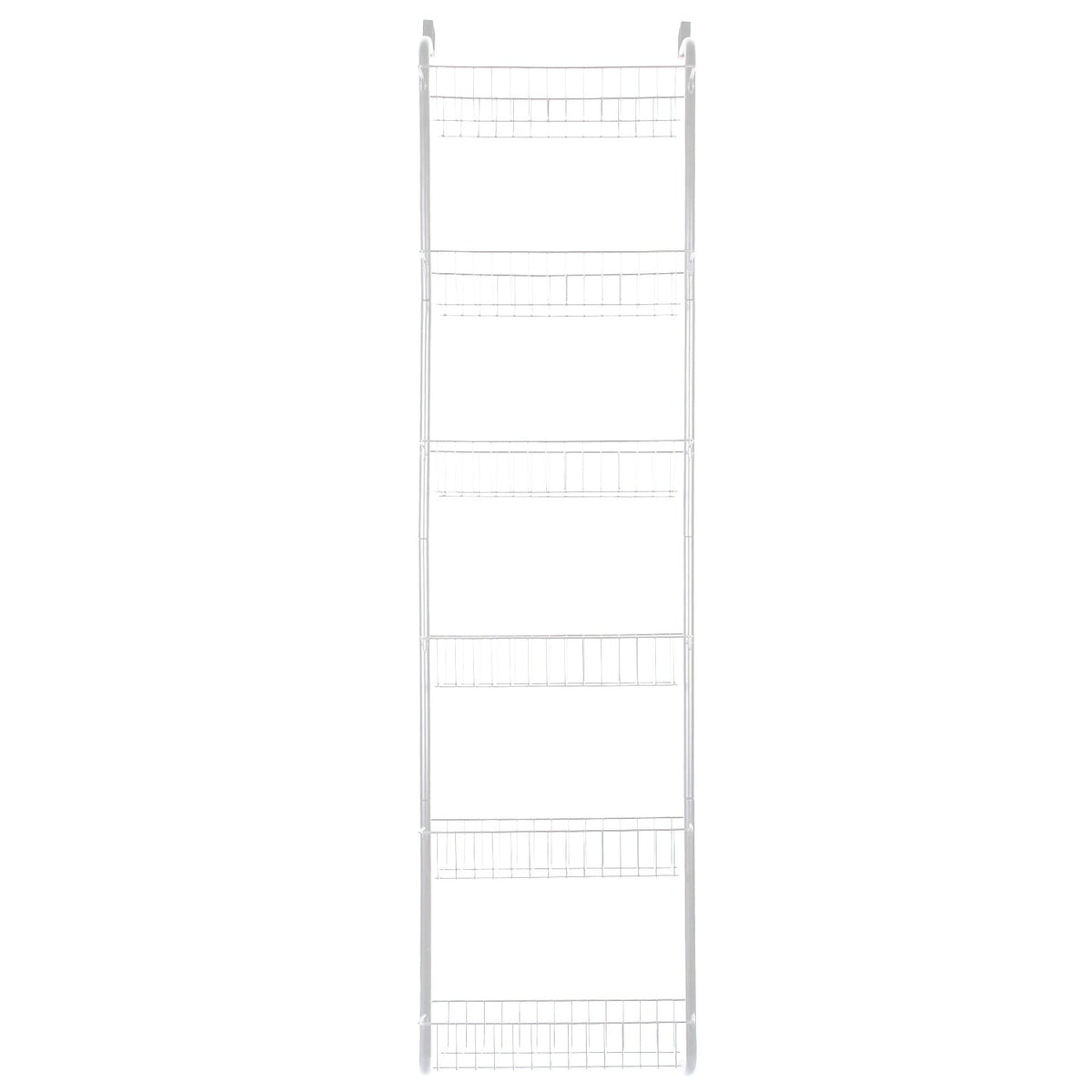 6 Tier Over Door Pantry Organizer Hanging Hooks Door Storage Rack Carbon Steel Basket 62.99in Over Door Shelf for Kitchen Bathroom