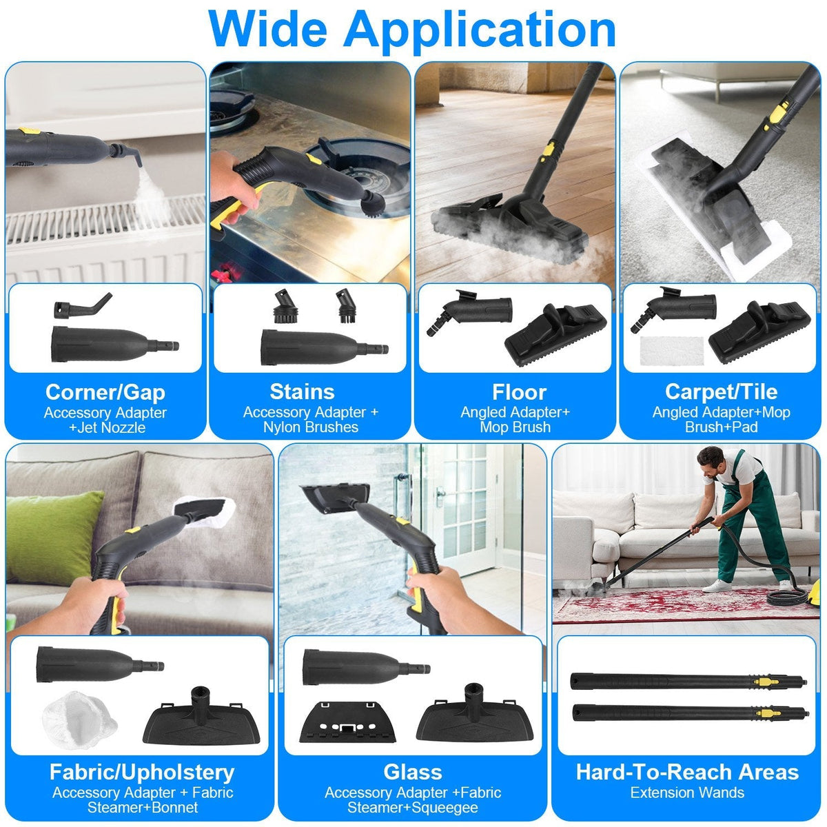 1800W Steam Cleaning Machine – 2L Tank, High Pressure, 15 Accessories