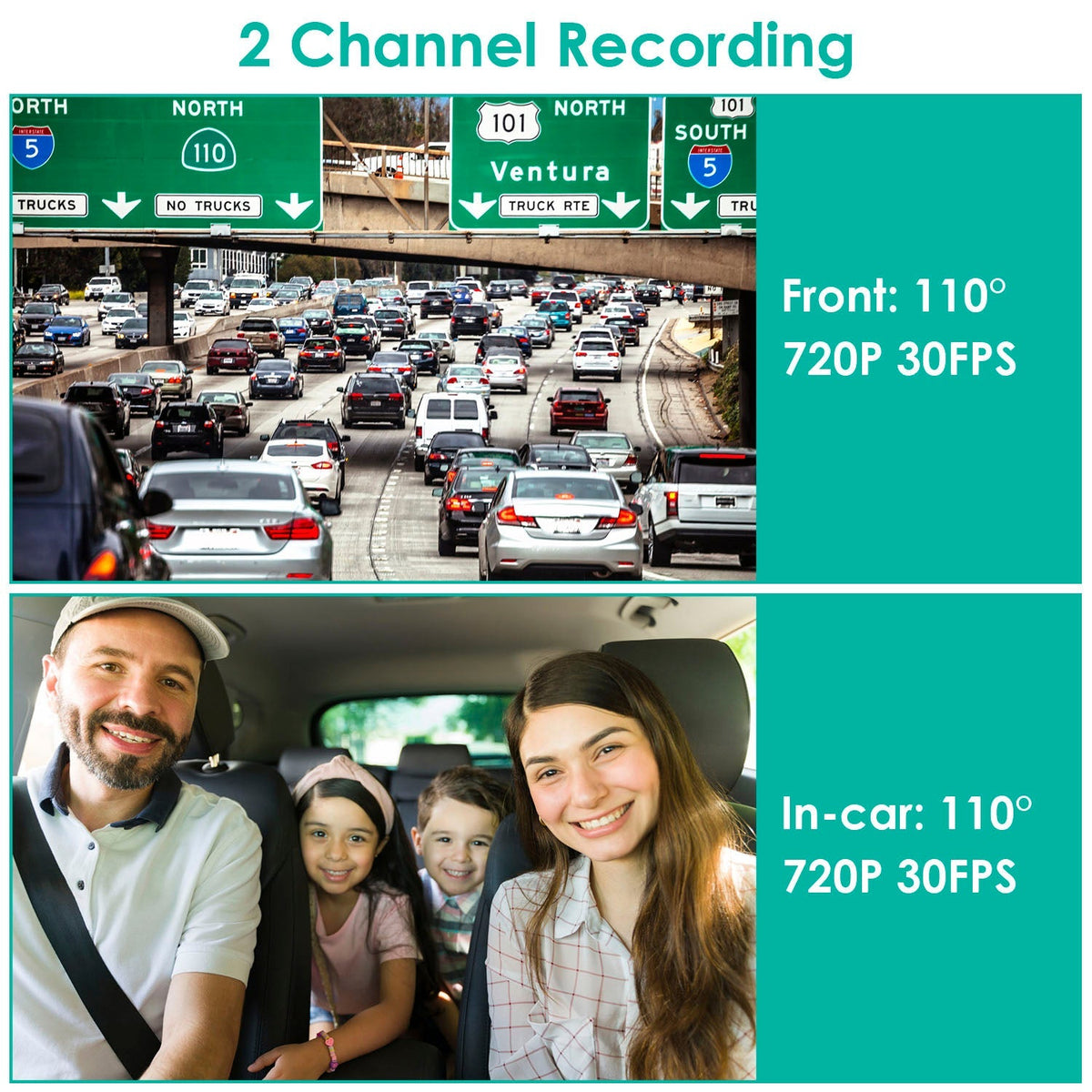 Dual Lens Car DVR Dash Cam Video Recorder 720P Front Inside Camera Loop Recording Night Vision Driving Vehicle Recorder