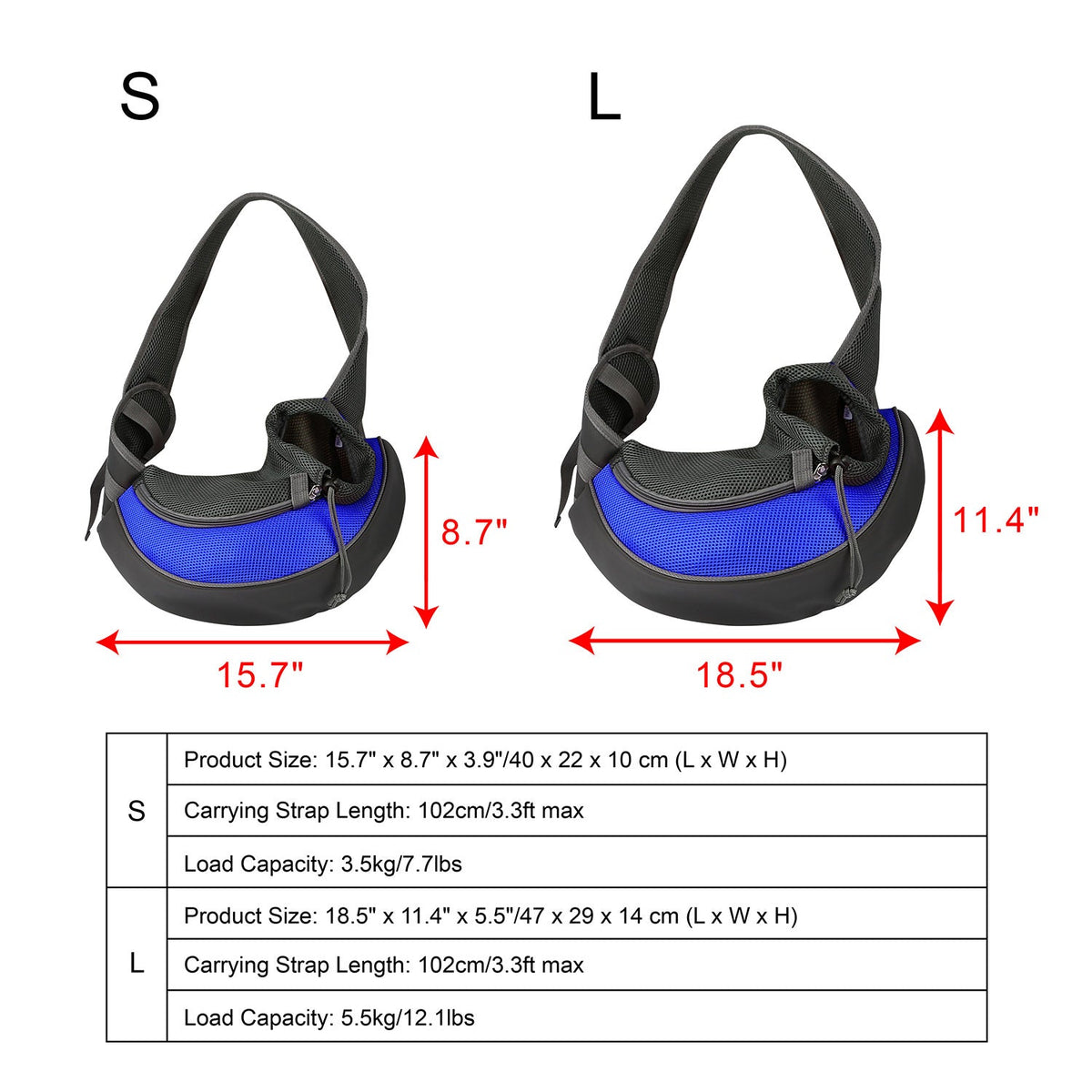 Pet Carrier for Dogs Cats Hand Free Sling Adjustable Padded Strap Tote Bag Breathable Shoulder Bag Carrying Small Dog Cat