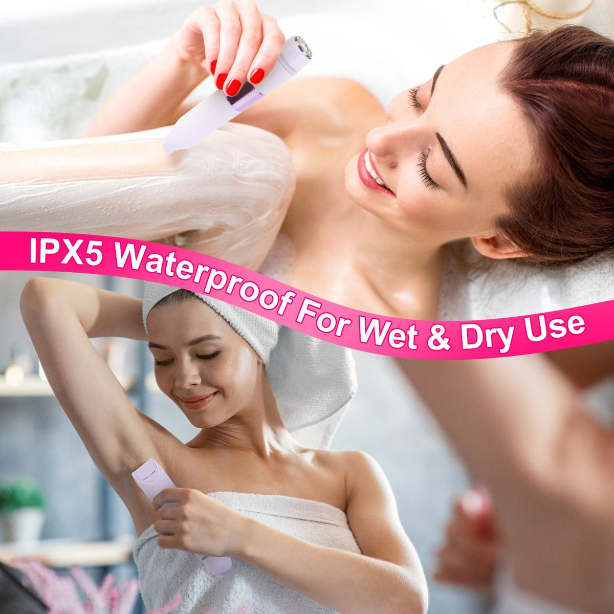 2 In 1 Bikini Trimmer for Women Dual Head Cordless Body Shaver IPX5 Waterproof Rechargeable Pubic Hair Razor Wet And Dry Use for Bikini Underarm Leg A