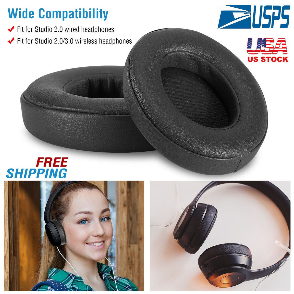 Ear Cushion Pads For Beat Studio2.0/3.0 Ear Cups Cover Replacement Soft Memory Foam Ear Pads