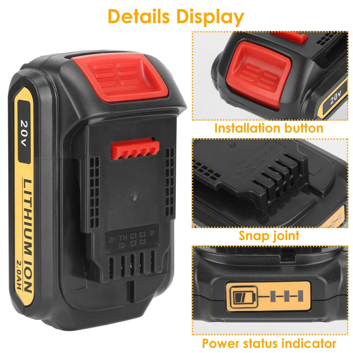 20V Replacement Battery Fit for Dewalt DCB206-2 DCB205 DCB200-2 DCB203 DCB181 DCB180 DCB200 DCB201 DCB201-2