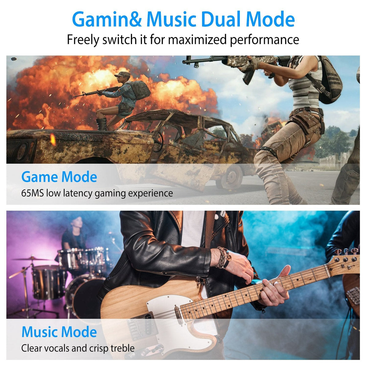 Wireless TWS 5.0 Earbuds Headphone in-Ear Earphone Headset with Charging Case Waterproof Low Latency Game Mode