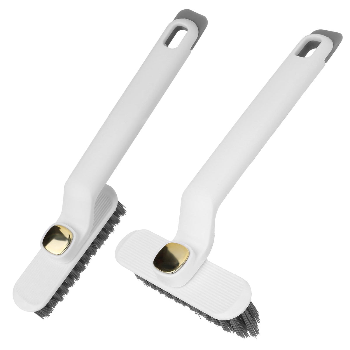 2 Pack Multi-Function Rotating Crevice Cleaning Brush Stiff Bristle Brush Gap Cleaner with 2-In-1 Clip and Spade for Tight Spaces Bathroom Kitchen