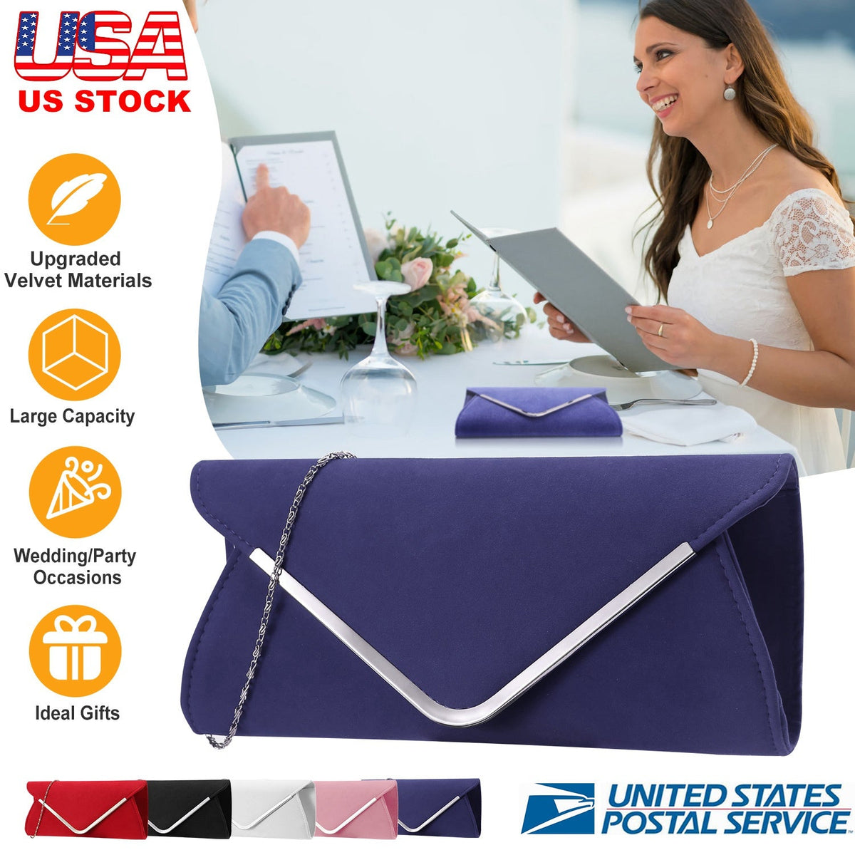Women Clutch Wallet Bags For Party Wedding Soft Handbag Portable Thin Envelop Evening Purse for Bridal Dating