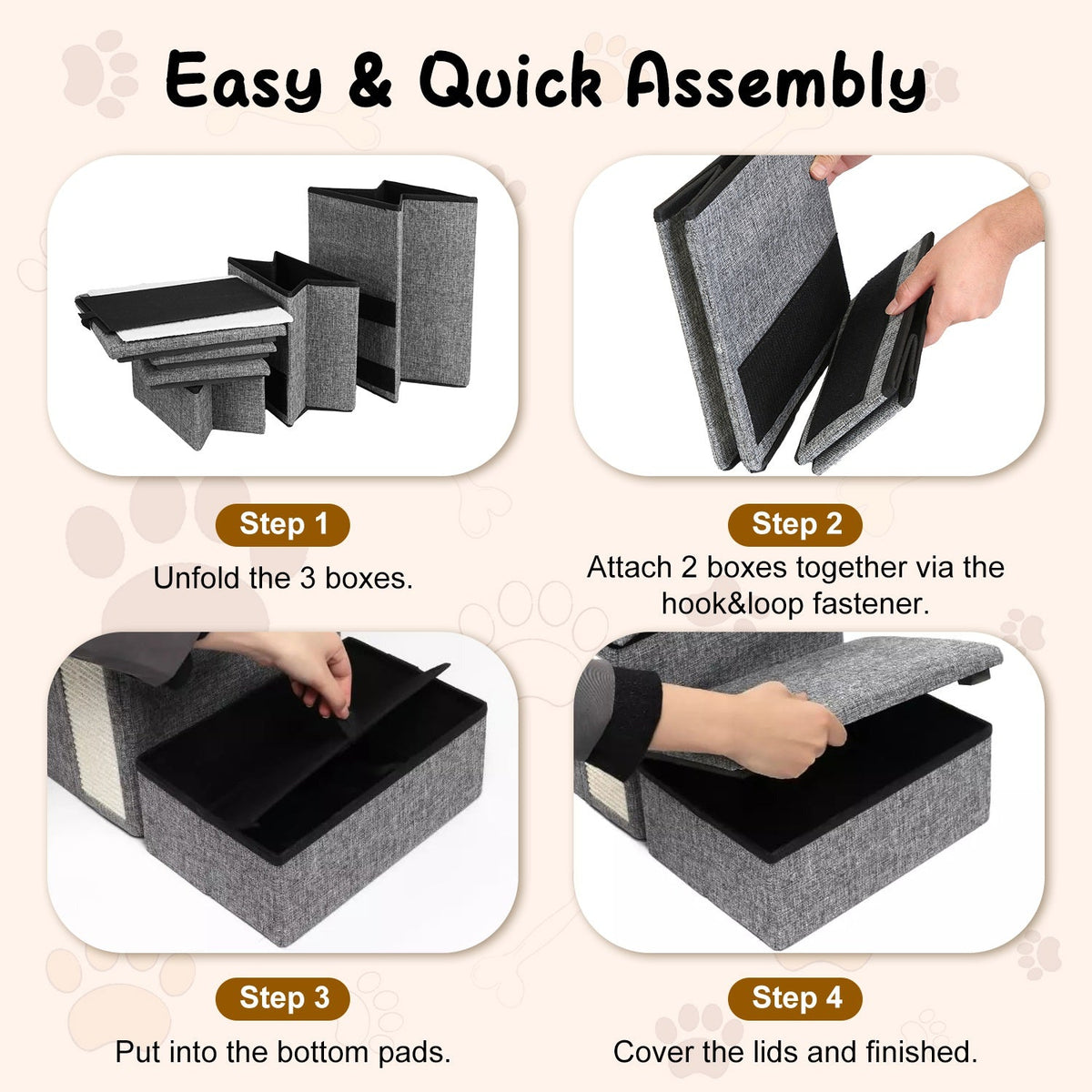 4-in-1 Foldable Pet Stairs with Storage, Scratcher & Pet House