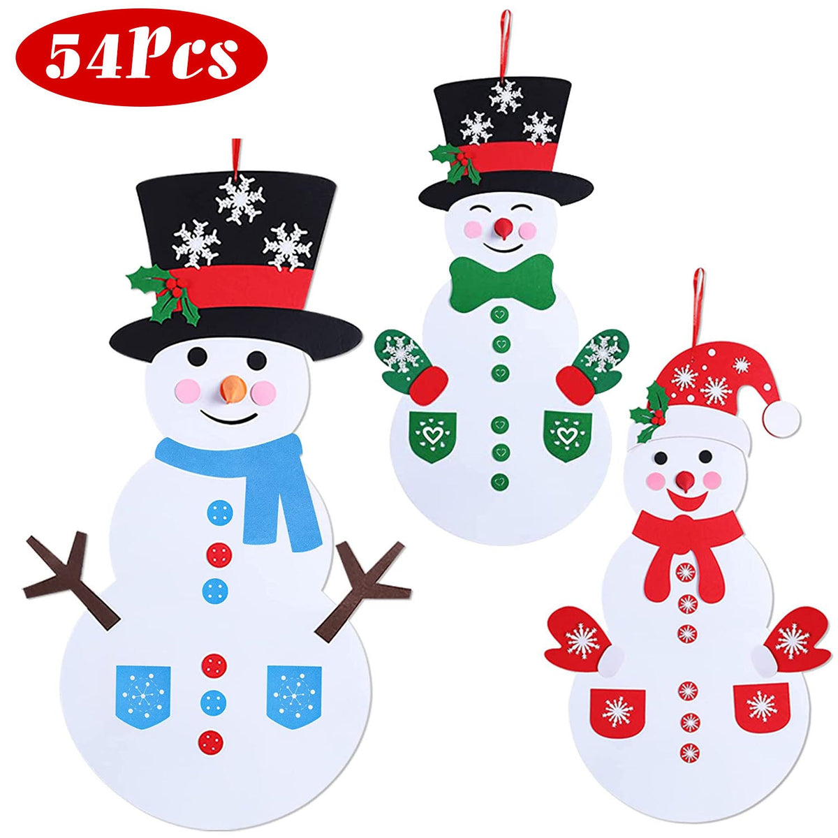 DIY Felt Christmas Snowman Set – 54 Pieces