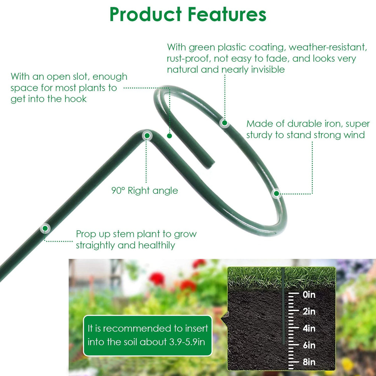 10 Packs 16in Plant Support Stakes Garden Flower Single Stem Support Stake Iron Plant Cage Support Ring For Tomatoes Orchid Lily Peony Rose Flower Ama