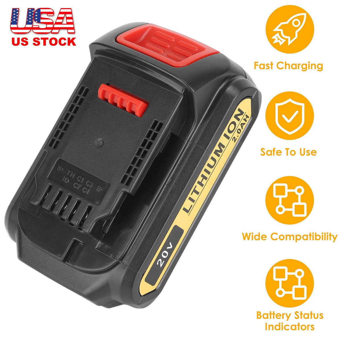 20V Replacement Battery Fit for Dewalt DCB206-2 DCB205 DCB200-2 DCB203 DCB181 DCB180 DCB200 DCB201 DCB201-2