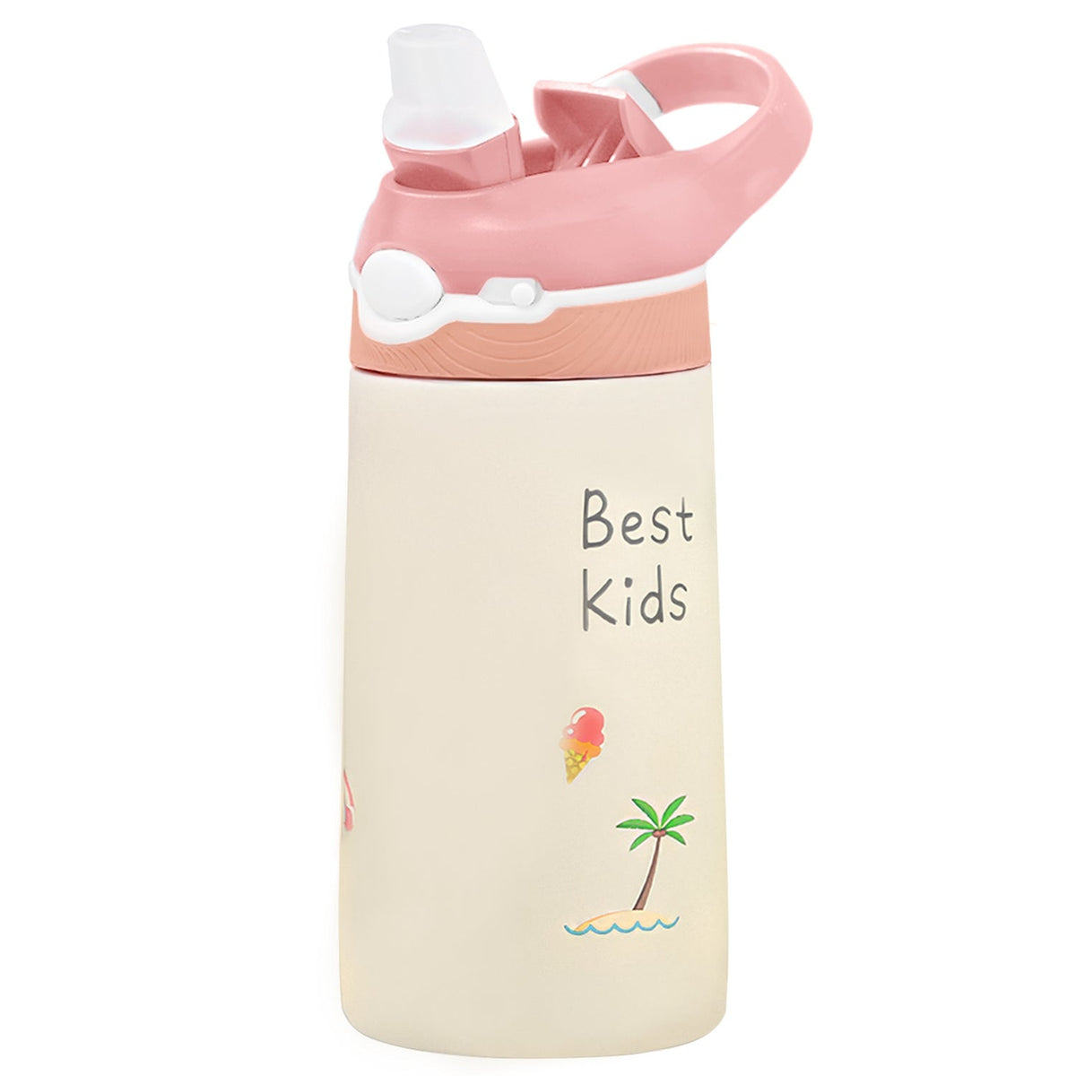 13.5Oz Insulated Stainless Steel Water Bottle Leak-proof Bottle for Kids with Straw Push Button Lock Switch Sports Water Bottle for Toddlers Boys Girl