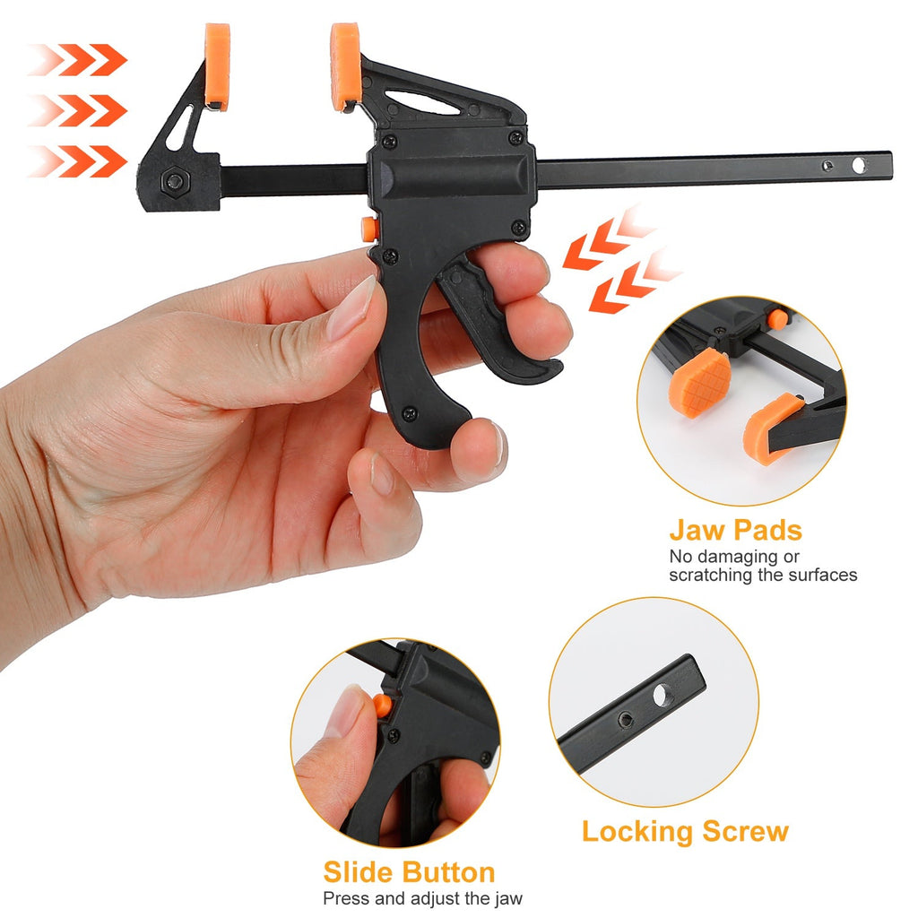 2Pcs Wood Working Bar F Clamp Grip Quick Grip Ratchet Release Squeeze Clamps For Carpentry DIY Woodwork