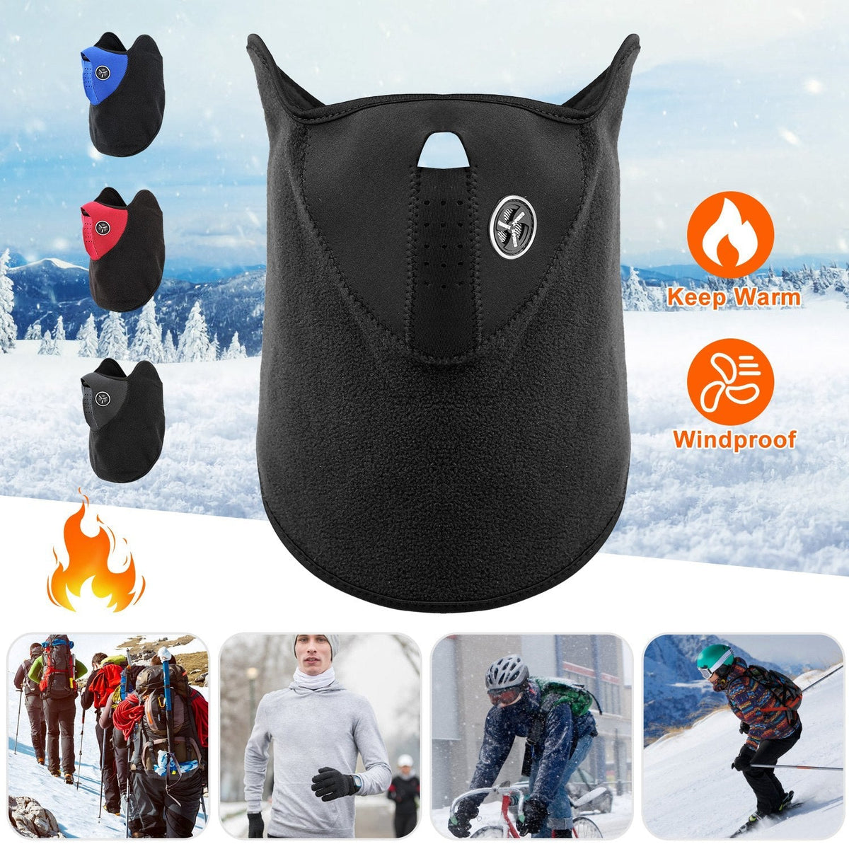 Half Face Mask Breathable Windproof Dustproof Neck Warmer for Bike Motorcycle Racing