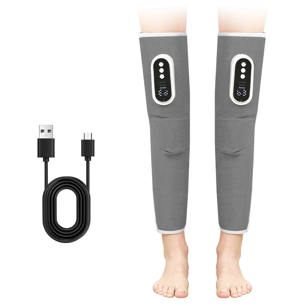 Cordless Leg Massager Air Compression Massager with Heat Thigh Knee Calf Massager with 3 Modes Adjustable Wrap for Pain Relief
