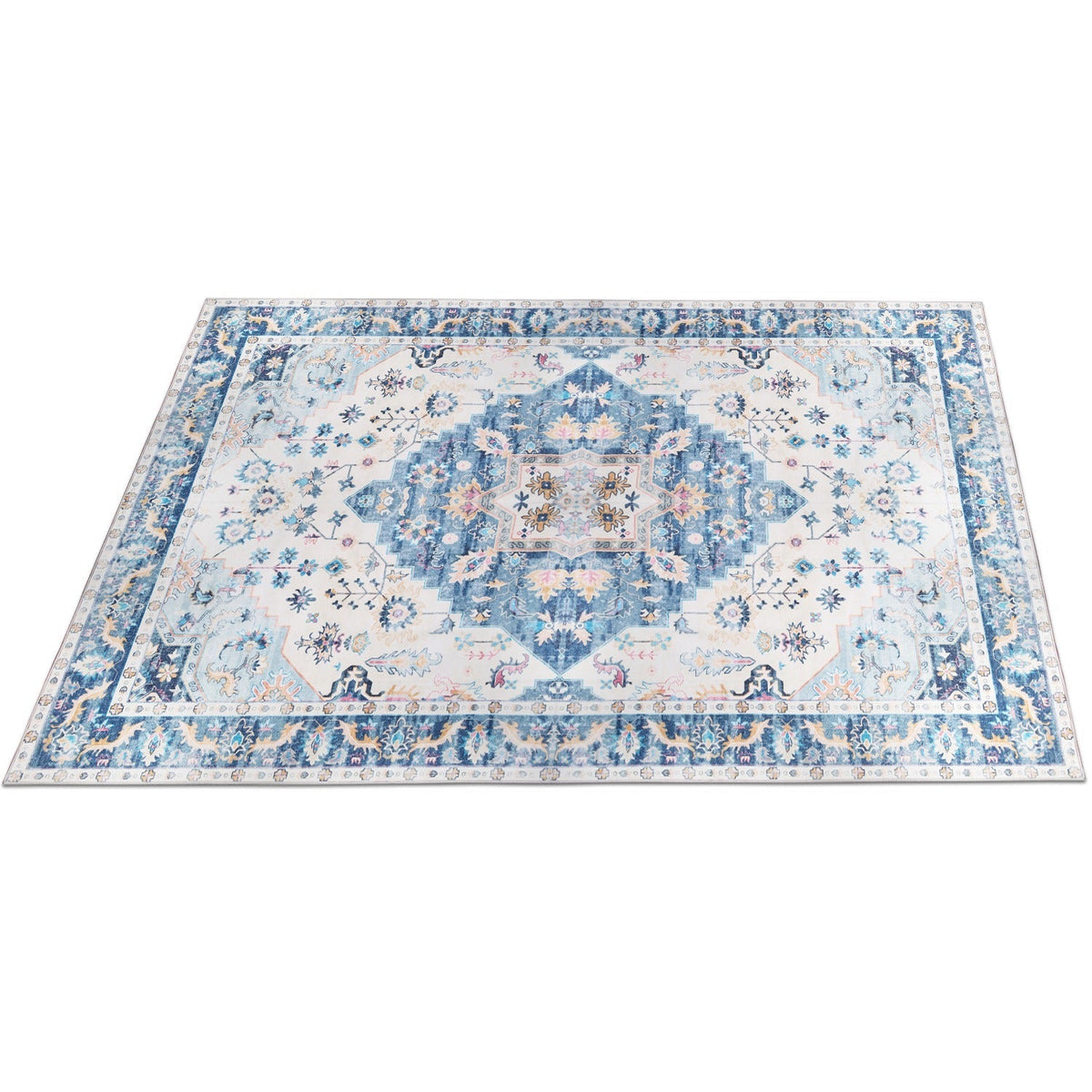 8x10FT VintageÊArea Rug Modern Non Slip Carpet Boho Low Pile Soft Rug Waterproof Machine Washable Rug for Living Room BedroomÊKitchen Dining Room Unde