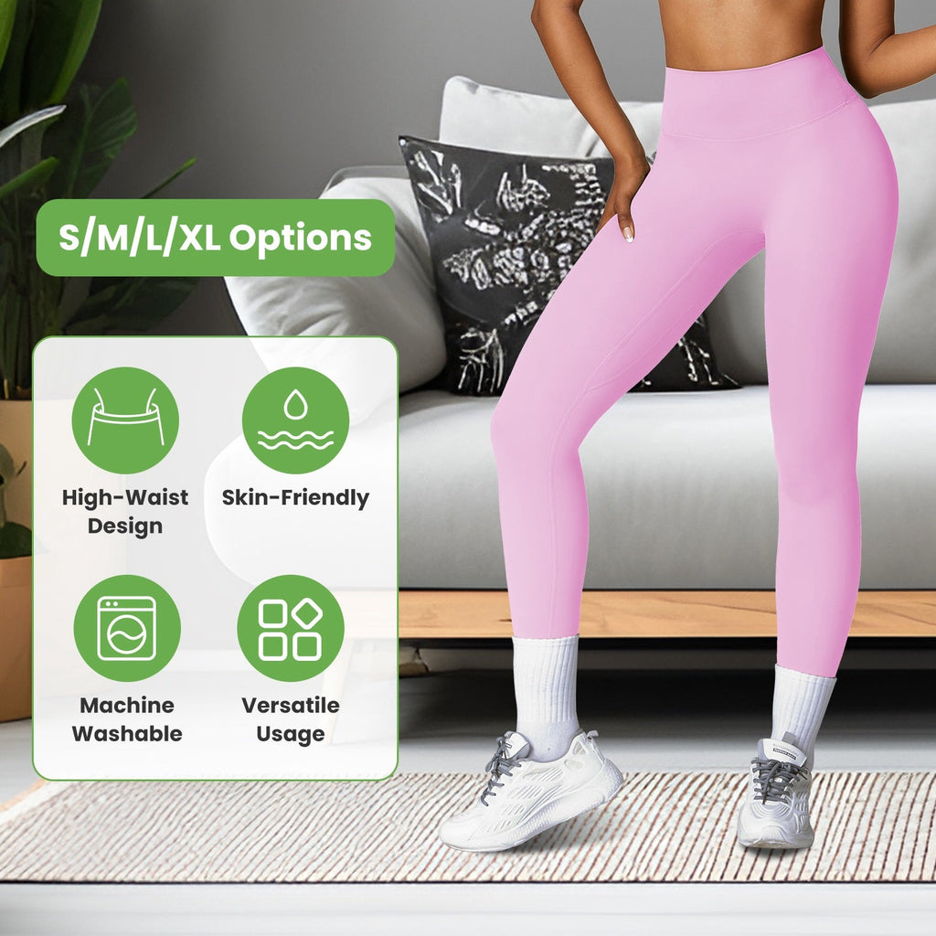 Women\'s High Waist Workout Leggings Tummy Control Compression Yoga Tight Pants Gym Pants Athletic Running Leggings with 25In Inseam No Front Seam