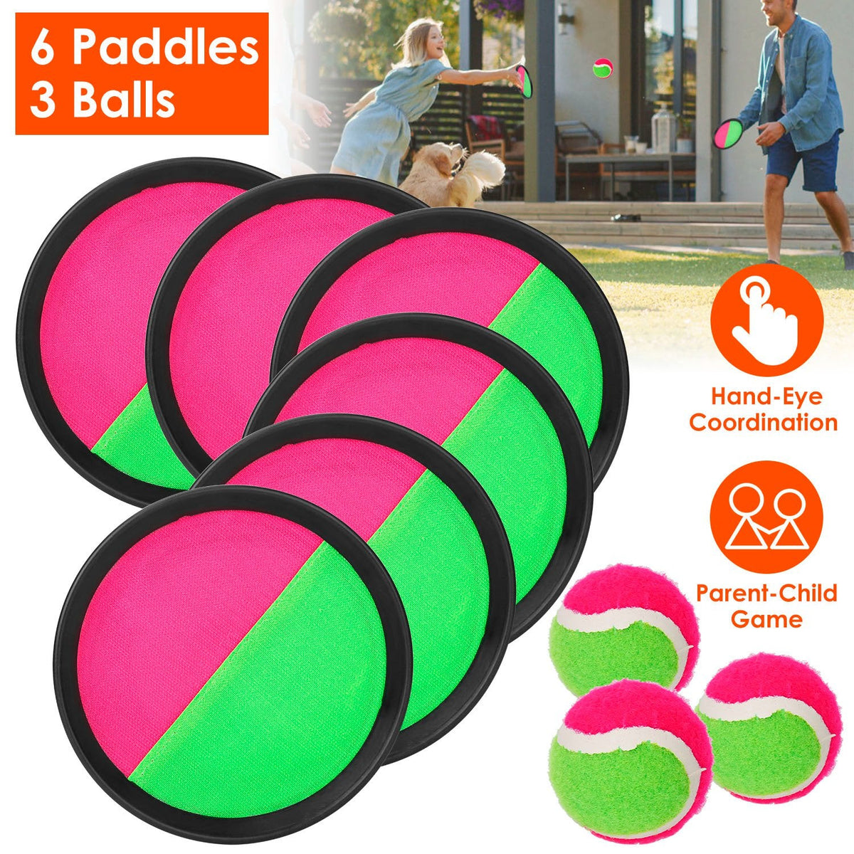 3Sets Toss and Catch Ball Throw Catch Ball Paddle Outdoor Ball Game Catch Game Beach Game