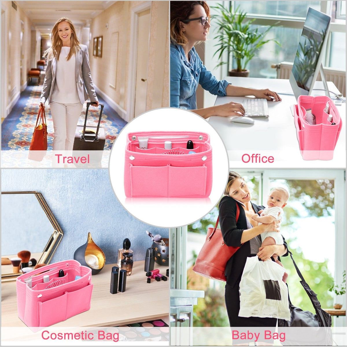Felt Handbag Insert Organizer Purse Tote Shaper Bag in Bag Cosmetic Bag Handbag Purse Organizer