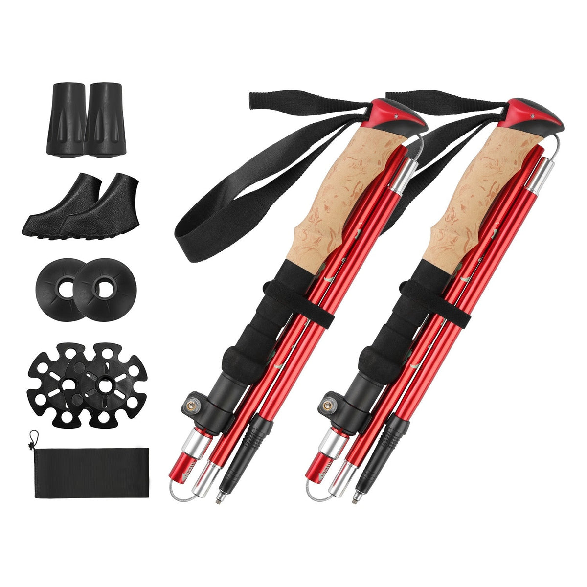 2Pcs Walking Sticks Collapsible Hiking Poles Folding Aluminum Trekking Poles Adjustable Hiking Sticks with EVA Foam Grips for Backpacking Hiking Mount