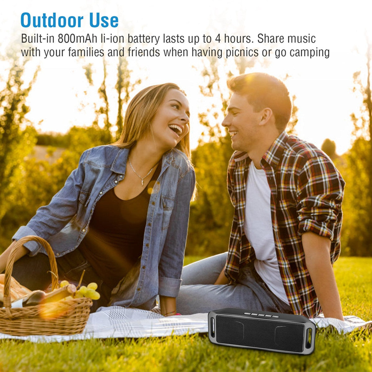 Wireless Speaker HD Stereo Enhanced Bass Hands-free w/ Noise-Cancelling Mic Portable Speaker 800mAh Battery Aux-in USB TF Slot for Party Camping Hikin