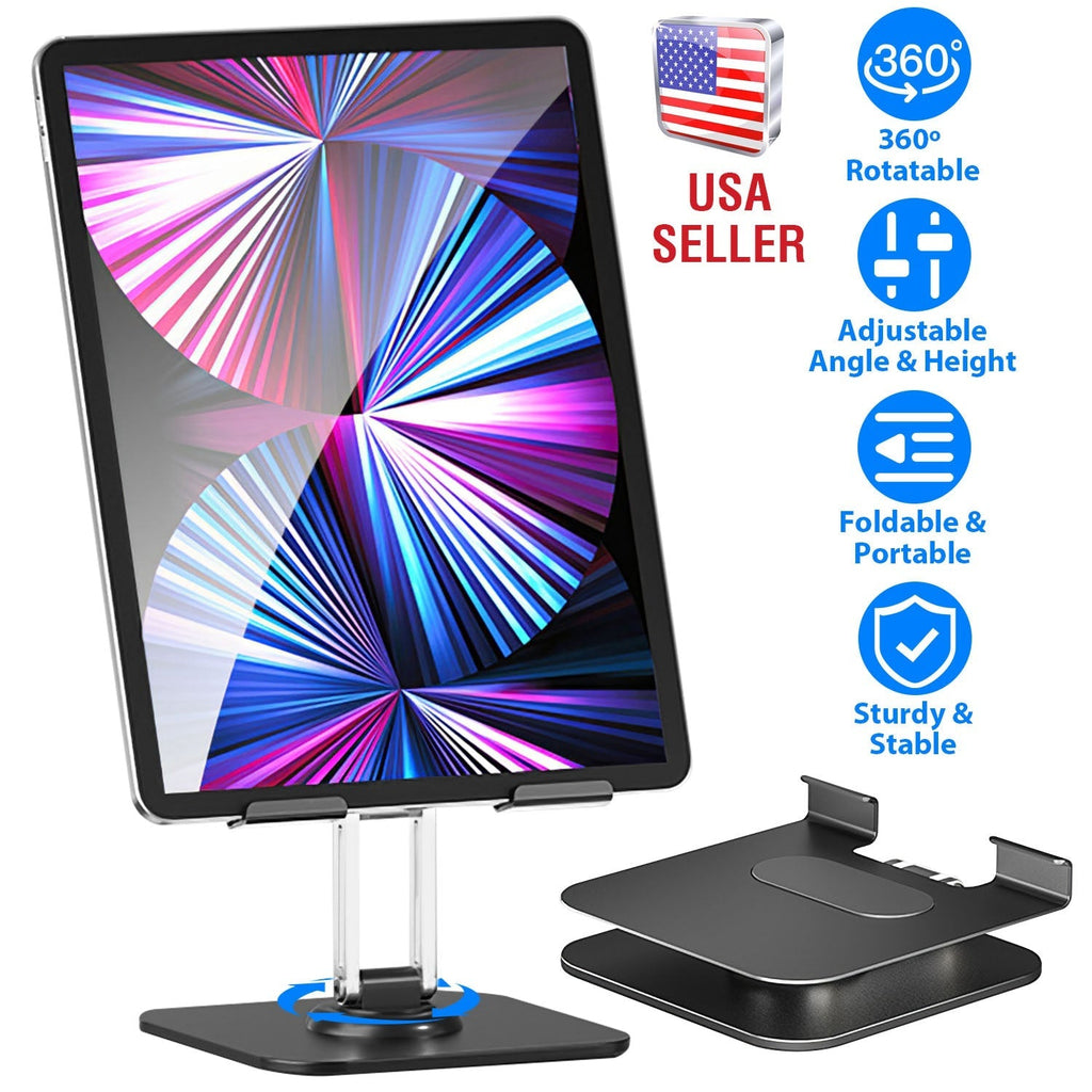 Foldable iPad Tablet Stand Adjustable Tablet Holder for Desk Rotatable Monitor Stand Holder Fit For iPad 11 10 9 8 7 Aluminum Alloy