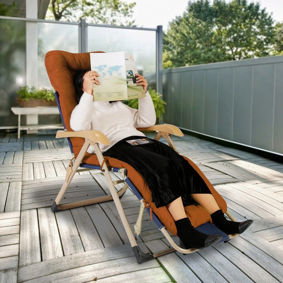 66.92x22.04in Thickened Chaise Lounger Cushion Recliner Rocking Chair Sofa Mat Deck Chair Cushion