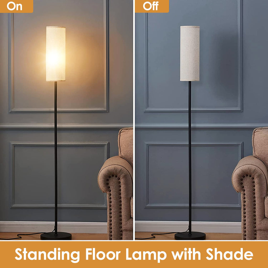 74.8in Tall Floor Lamp with Shade 3200K Warm Yellow Light Modern Standing Lamp Decorative Lamp with Foot Switch 6W Bulb for Bedroom Living Room