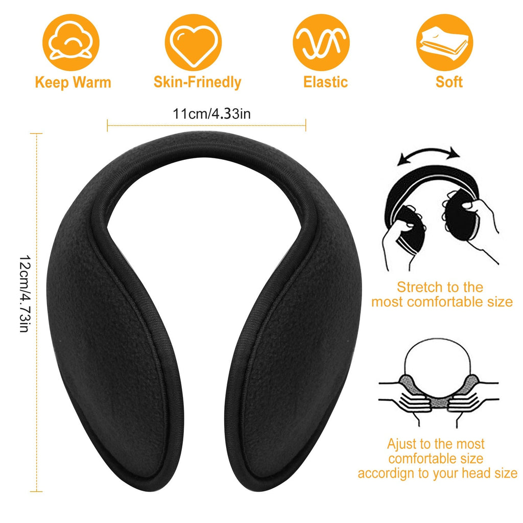 2Pcs Ear Warmers Unisex Winter Earmuffs Behind-the-Head for Winter Running Walking Dog Travel