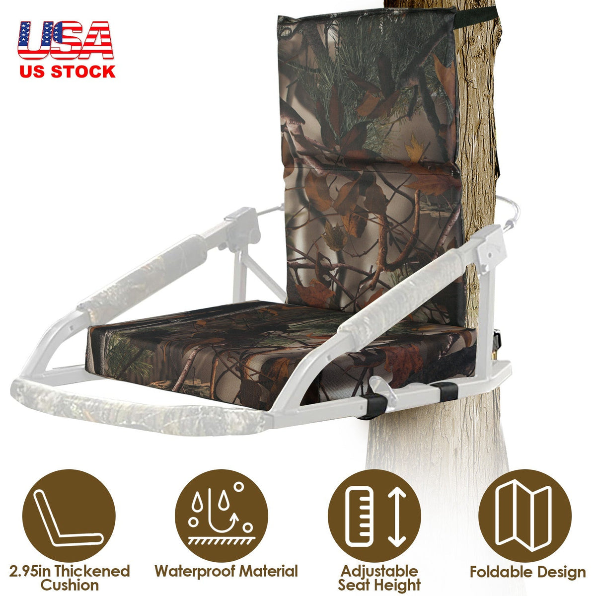 Foldable Tree Stand Seat Replacement Camouflage Waterproof Oxford Cloth Hunting Treestand Seat Cushion For Hunting Climber Deer Ladder