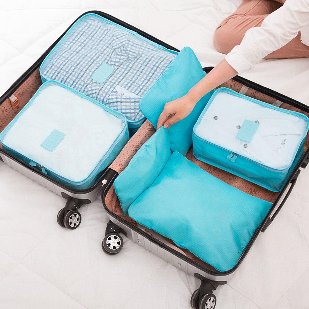 9Pcs Clothes Storage Bags Water-Resistant Travel Luggage Organizer Clothing Packing Cubes for Blouse Hosiery Stocking Underwear