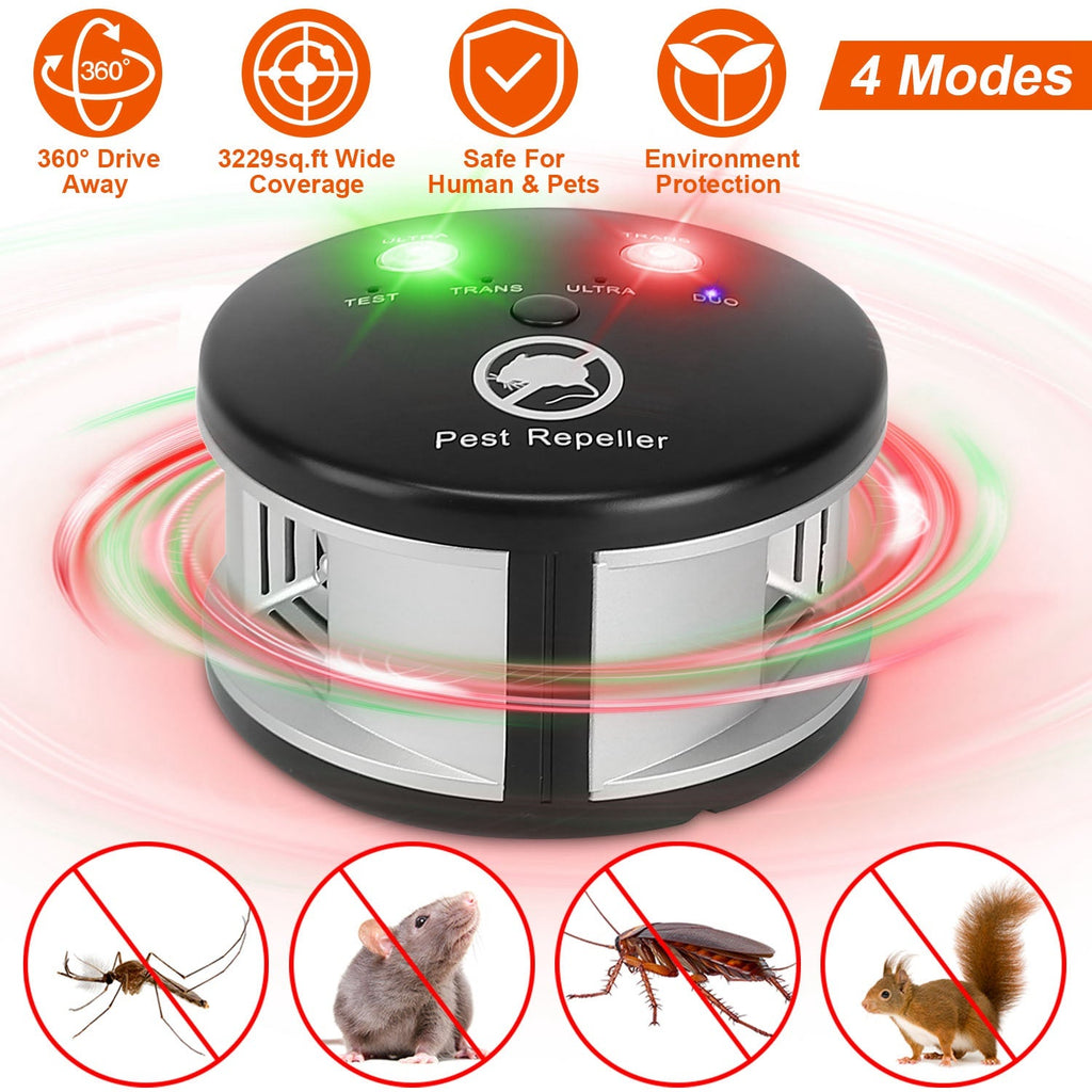 360¡ Ultrasonic Pest Repeller Electronic Plug-in Pest Control Mouse Chaser BlockerÊRepellent Deterrent with Pressure Wave & Ultrasonic Sound for Indoo