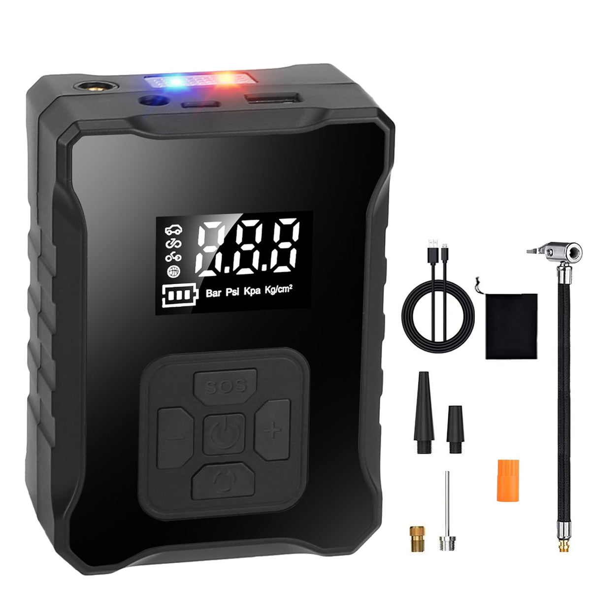 150PSI Cordless Tire Inflator Digital Air Compressor with LED Light Emergency Power Bank for Cars Motorcycles Bicycles Balls