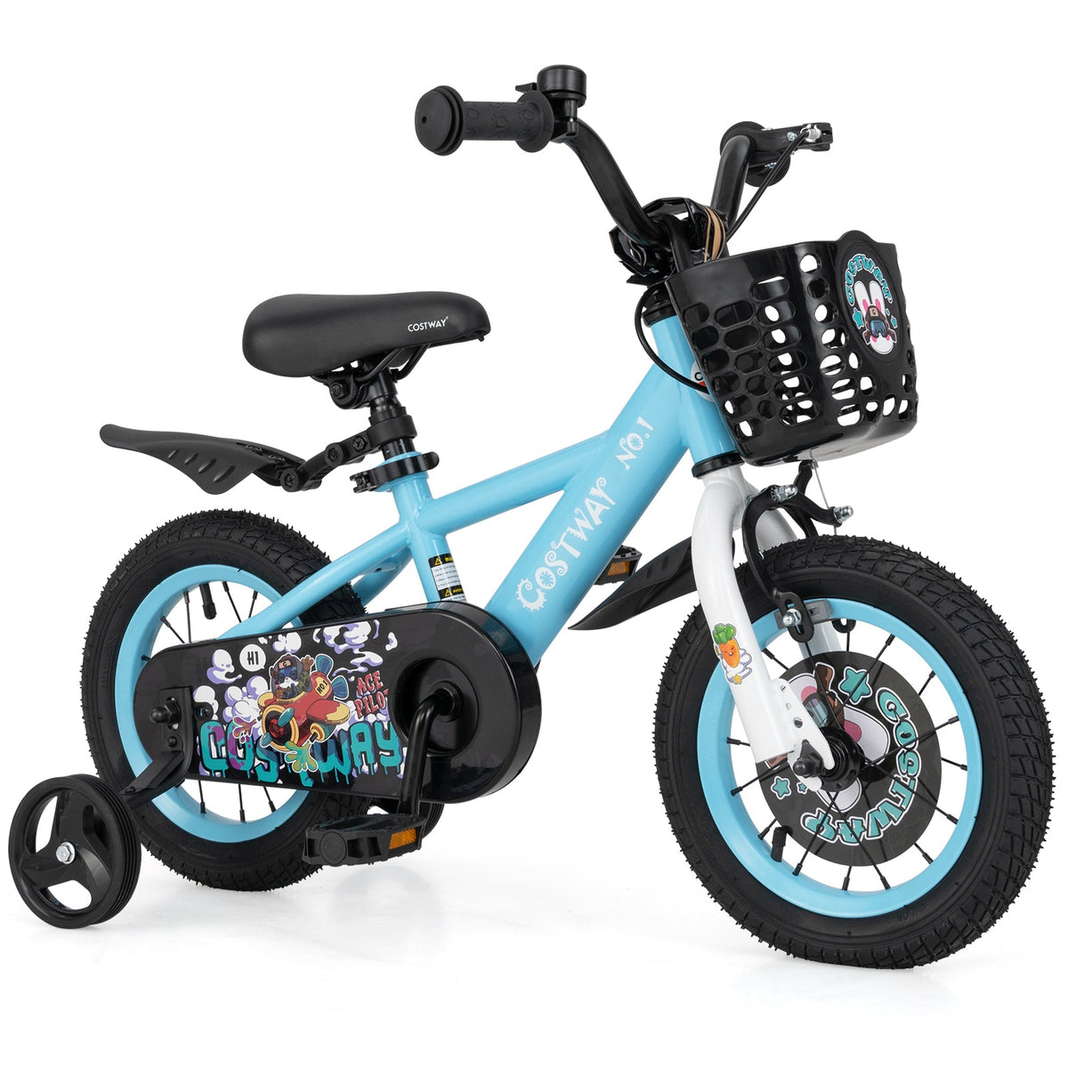 12 Inch Kids Bike with Adjustable Handlebar and Saddle for 3-4 Years Old-12 inches