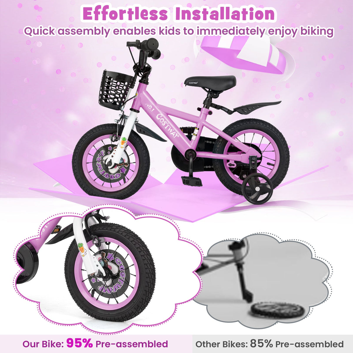 12 Inch Kids Bike for 3-4 Years Old Sport Bicycle with Adjustable Handlebar and Saddle-12 inches
