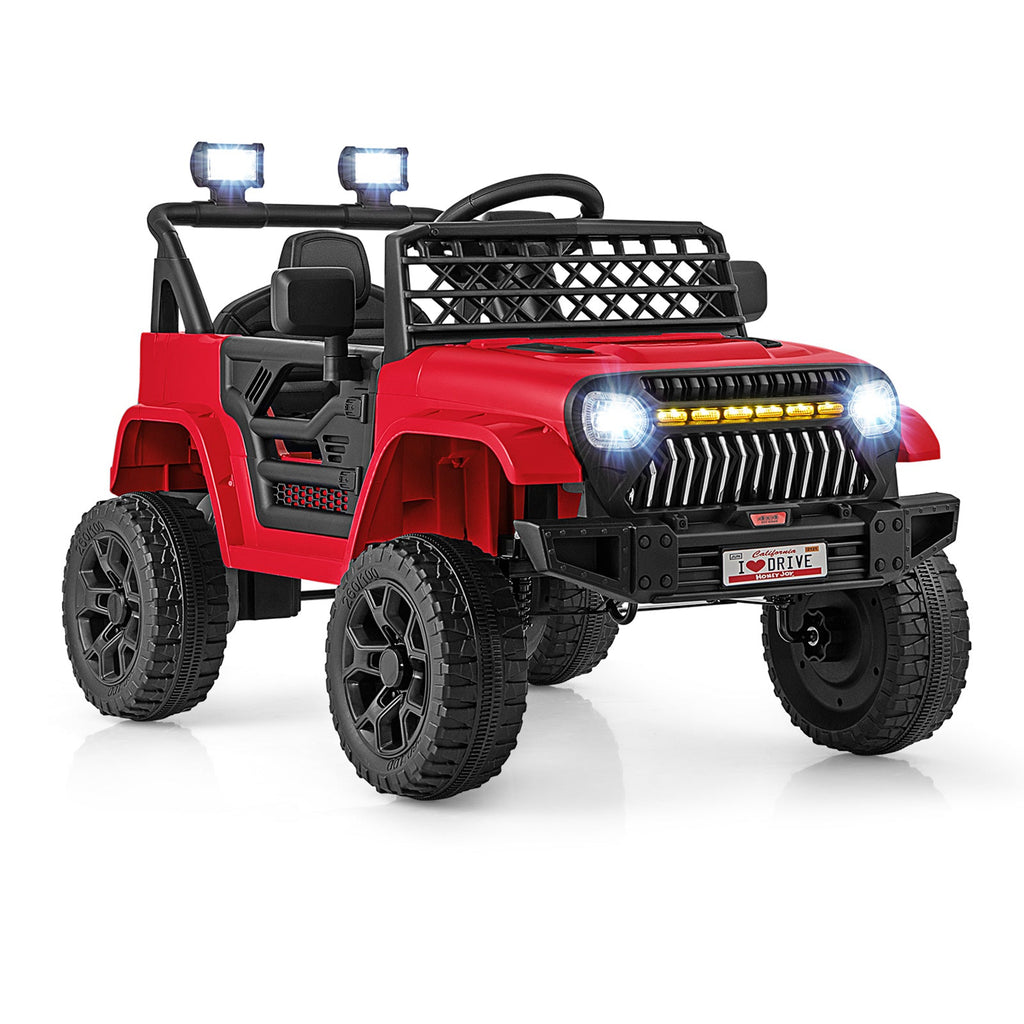 12V Kids Ride on Truck Car with Parental Remote and Music Player-Red