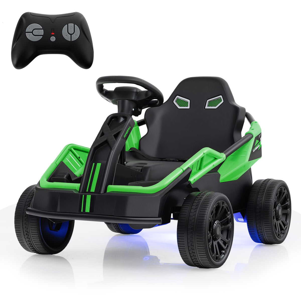 12V Ride on Car Electric UTV with Remote and Music for Big Kids-Green