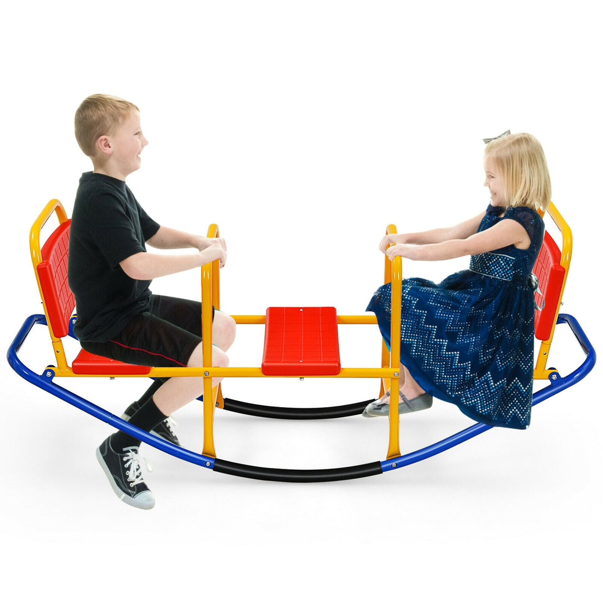 Outdoor Kids Seesaw Swivel Teeter for 3 to 8 Years Old-Red
