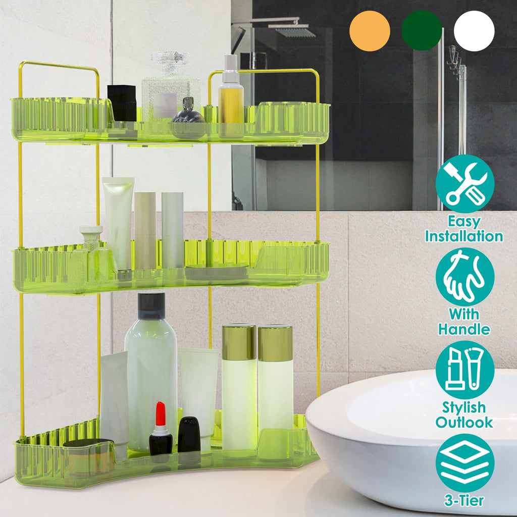 Bathroom Countertop Organizer 3 Tier Corner Makeup Storage Shelf Vanity Cosmetic Perfume Tray Clear Corner Rack for Bedroom Bathroom Kitchen